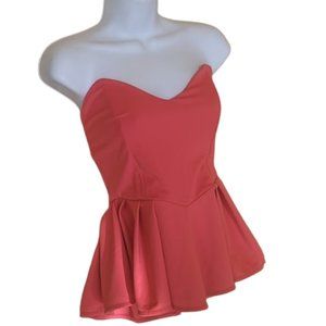 GUESS Red Peplum Strapless Top Size Small